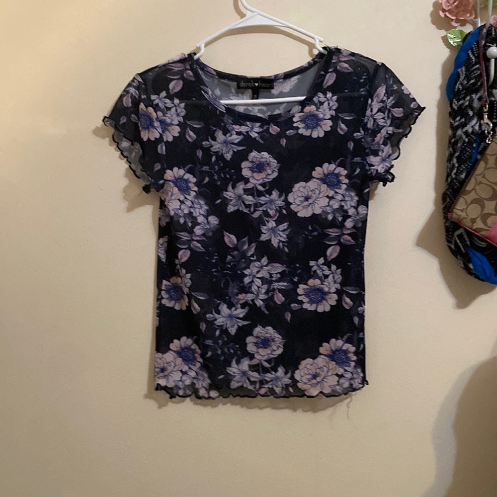 See through floral top
